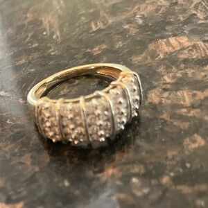 1/3 Ct Genuine Diamonds Set in Gold over 925 Stamped Sterling Silver Ring SZ 7